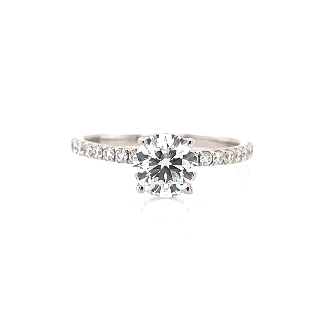 Solitare Accent Style Lab Diamond Engagement Ring18 KT White