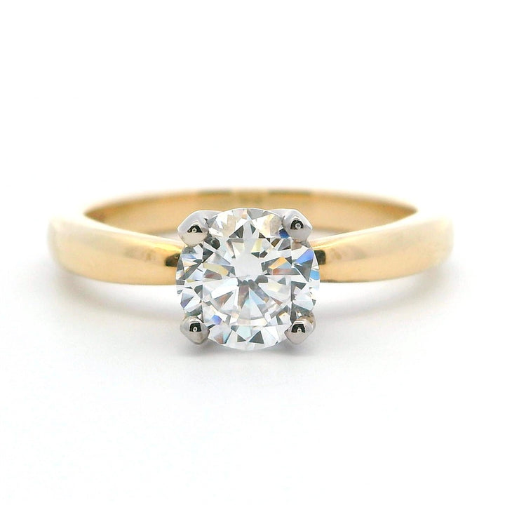 1 Carat Solitare Style Engagement Ring White & Yellow 14 Karat Gold Size 7