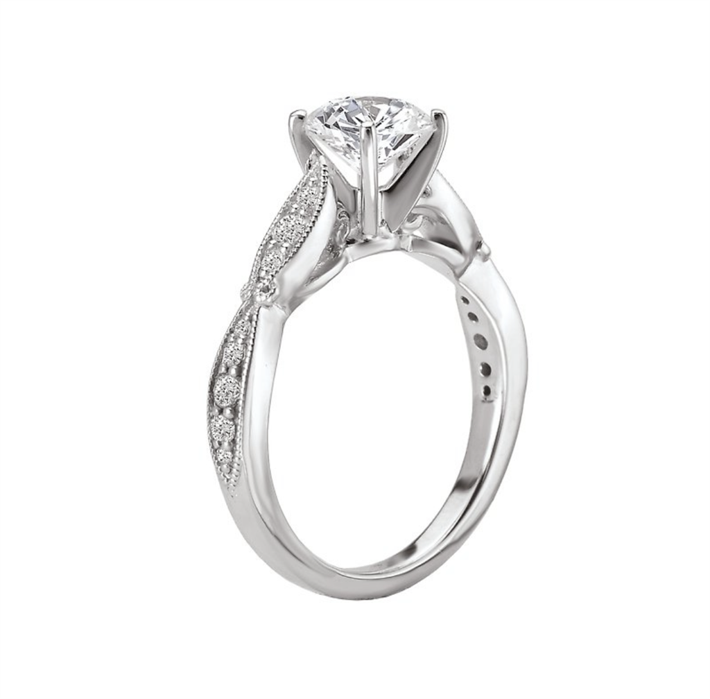 Solitare Accent Style Diamond Engagement Ring Sterling Silver White 
(Center Stone Not Included)