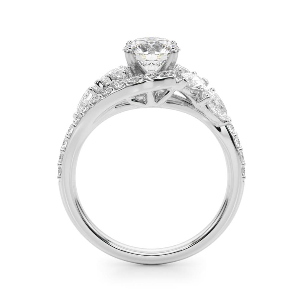 Contemporary Style Diamond Engagement Ring 14 Karat Gold White 
(Center Stone Not Included)