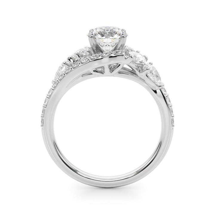 Contemporary Style Diamond Engagement Ring 14 Karat Gold White 
(Center Stone Not Included)