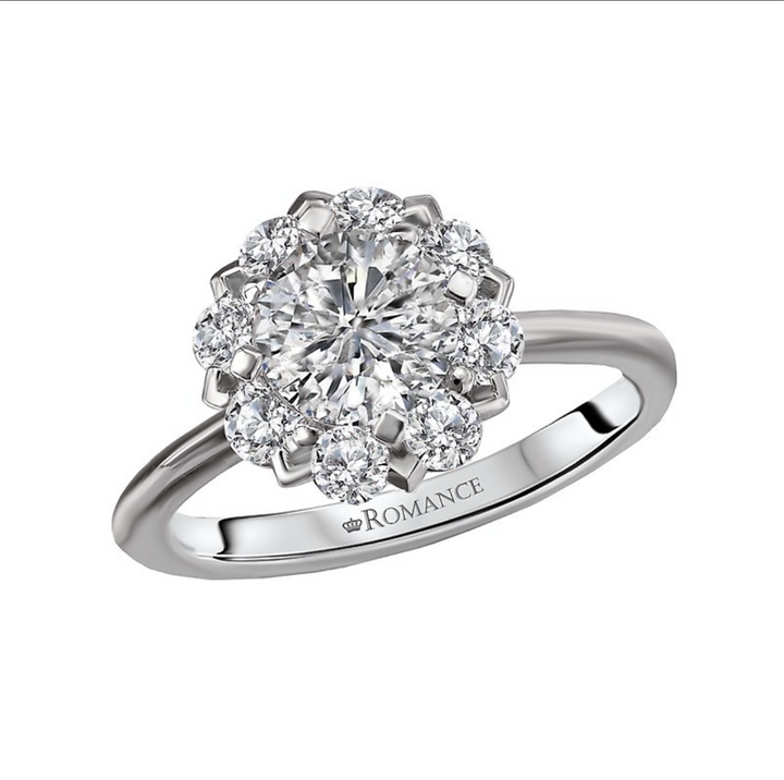 Halo Style Diamond Engagement Ring Sterling Silver White 
(Center Stone Not Included)