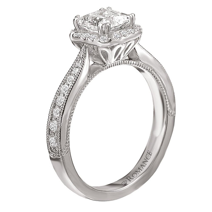 Contemporary Style Diamond Engagement Ring 14 KT White 
(Center Stone Not Included)