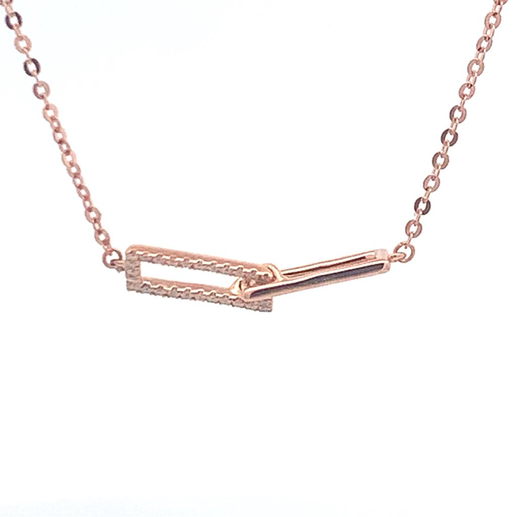 In Line Necklace 14 KT Rose With Diamonds 18" Long