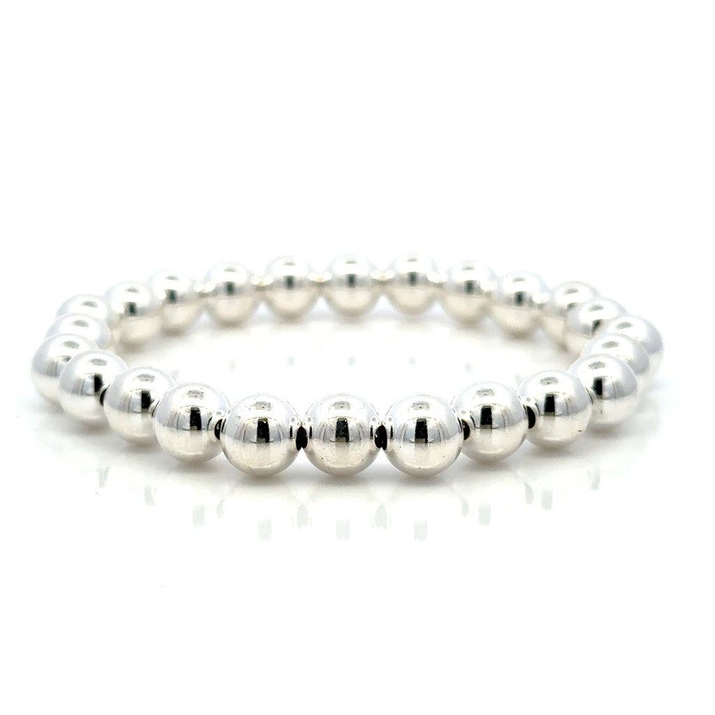 Stretch Silver Bracelet NN mm wide Sterling Silver White Color 7" Long