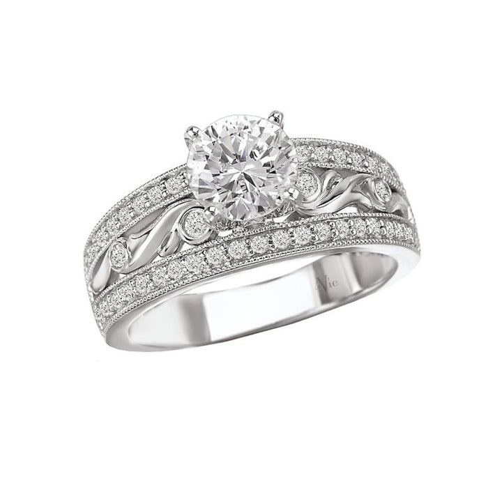 Vintage Style Diamond Engagement Ring Sterling Silver White 
(Center Stone Not Included)