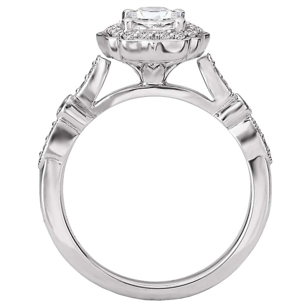 Halo Style Diamond Engagement Ring 14 Karat Gold White 
(Center Stone Not Included)