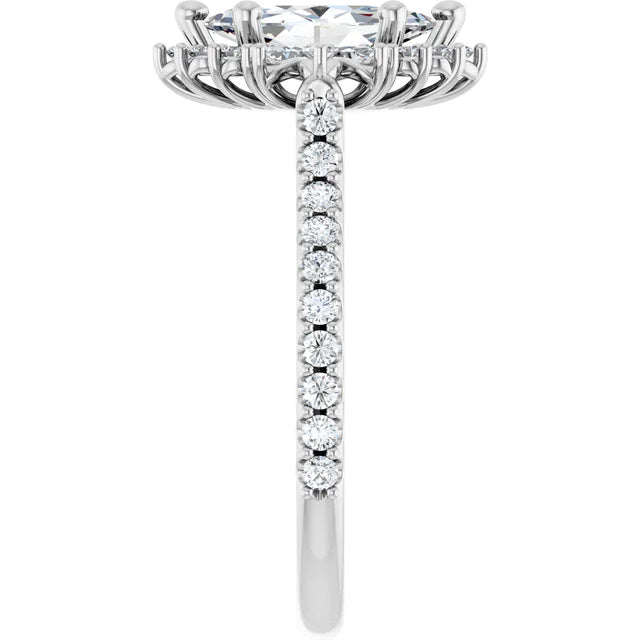 1.00CT Marquis Diamond with Halo 14KT White Gold Ring (Center Stone Not Included)