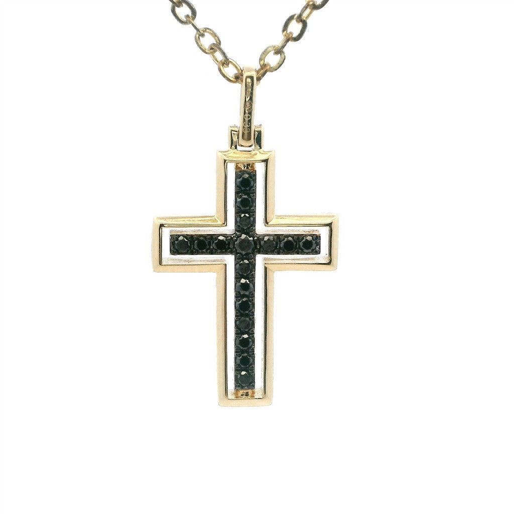 Cross Pendants 14 Karat Yellow with Round Diamonds