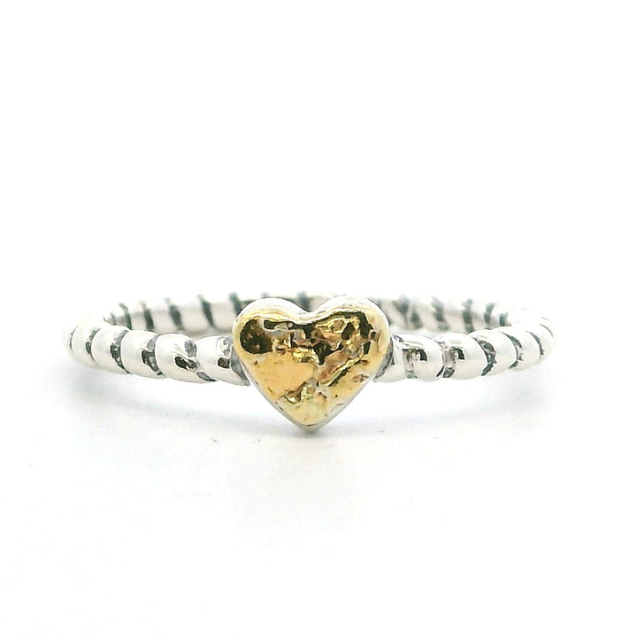 Alaskana Stack-Able Womens Alaskan Gold Nugget Fashion Ring 2 mm wide Sterling Silver & Alaskan Gold Nugget Size 6
