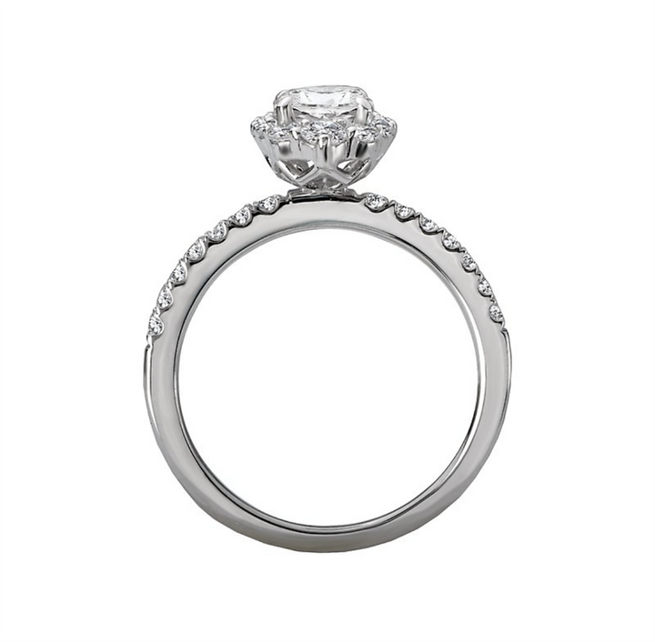 Halo Style Diamond Engagement Ring Sterling Silver White 
(Center Stone Not Included)