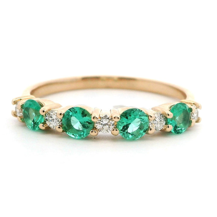Stackable Style Colored Stone Ring 14 Karat Yellow with Emeralds & Diamonds Accent size 6