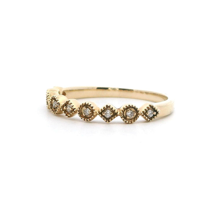 Stack-Able Style Diamond Wedding Band 14 Karat Gold Yellow with Diamonds size 7