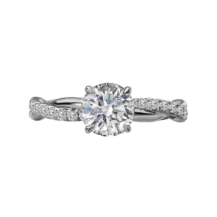 Solitare Accent Style Diamond Engagement Ring Platinum White 
(Center Stone Not Included)