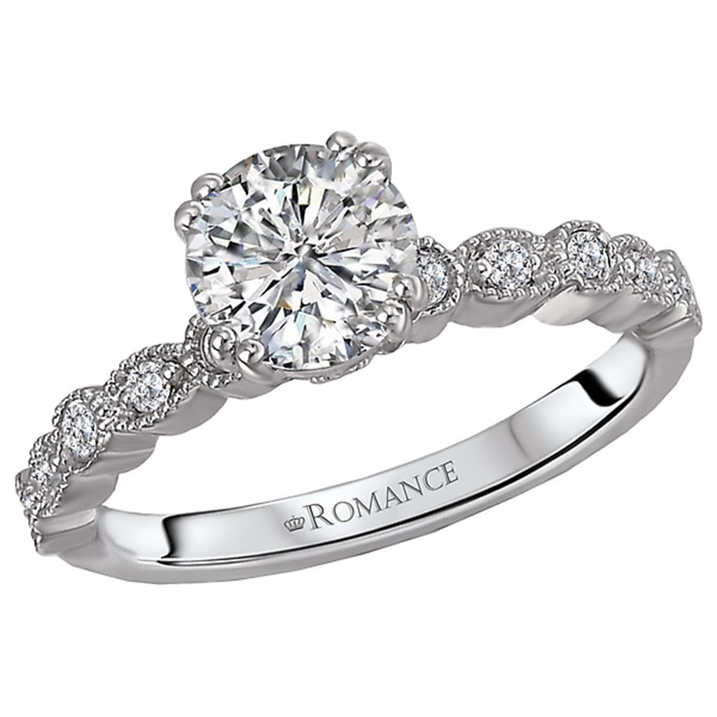 Solitare Accent Style Diamond Engagement Ring Sterling Silver White 
(Center Stone Not Included)