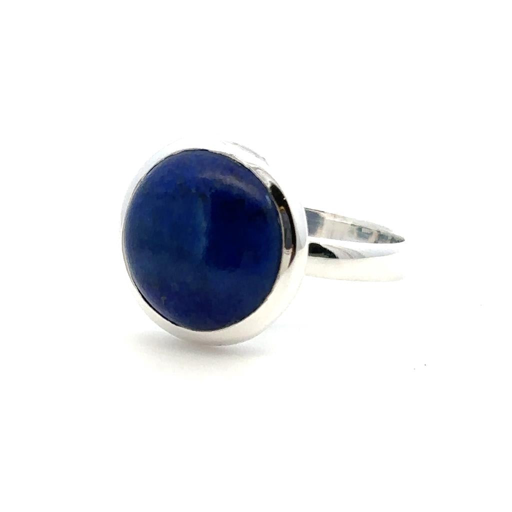 Solitare Style Rings Silver with Stones Sterling Silver White with Lapis size 8