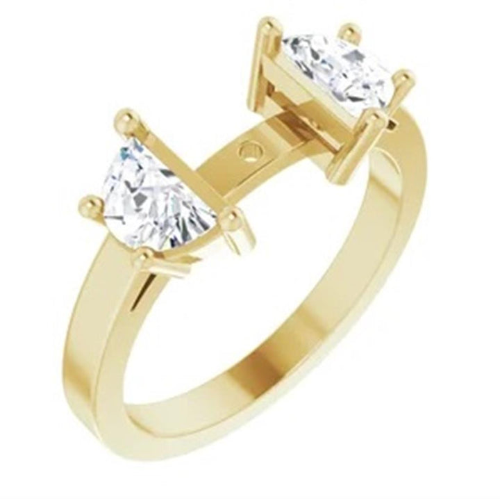 Three Stone Style Diamond Engagement Ring Alloy Yellow 
(Center Stone Not Included)