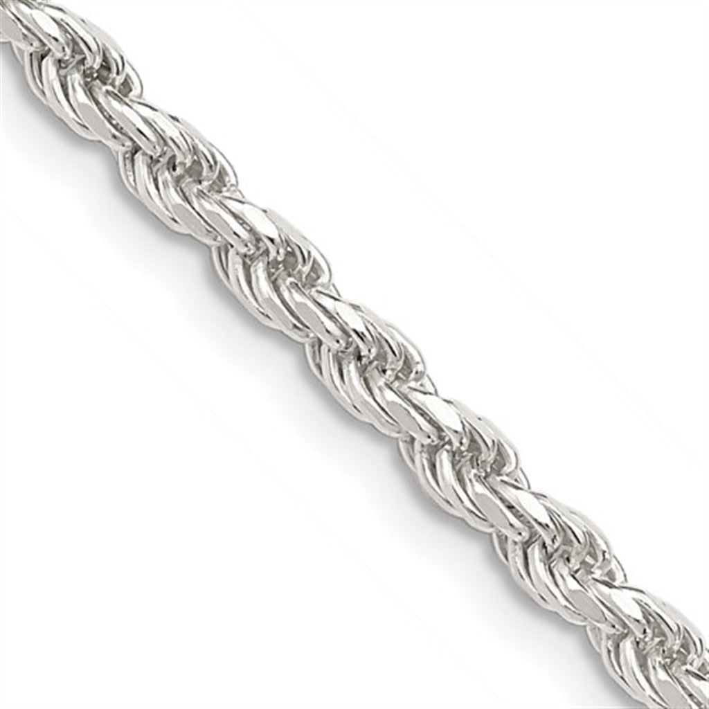 Sterling Silver 3.5 MM Rope Chain 24" Long