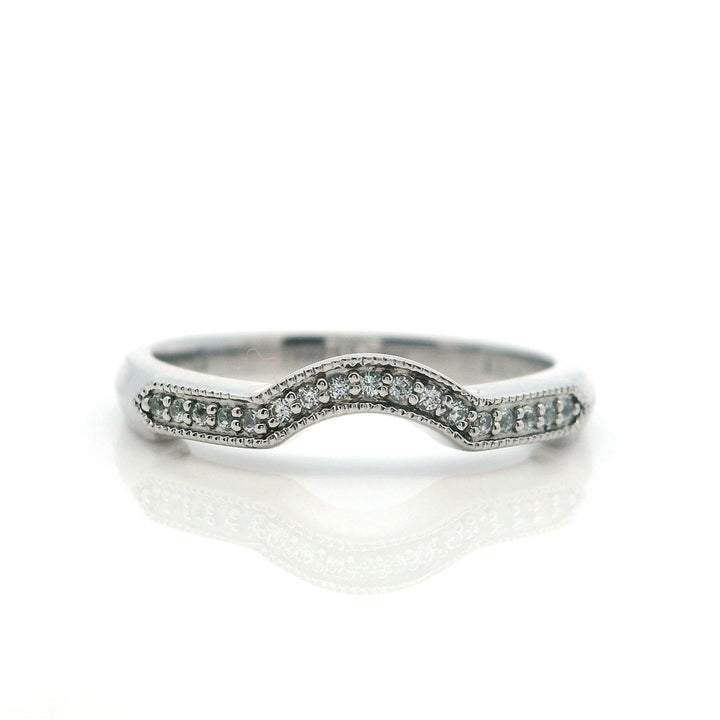 1/2 Anniversary Style Diamond Wedding Band 18 Karat Gold White with Diamonds size 6