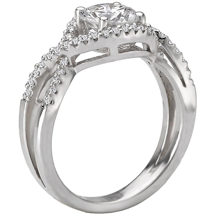 Bypass Style Diamond Engagement Ring Sterling Silver White 
(Center Stone Not Included)