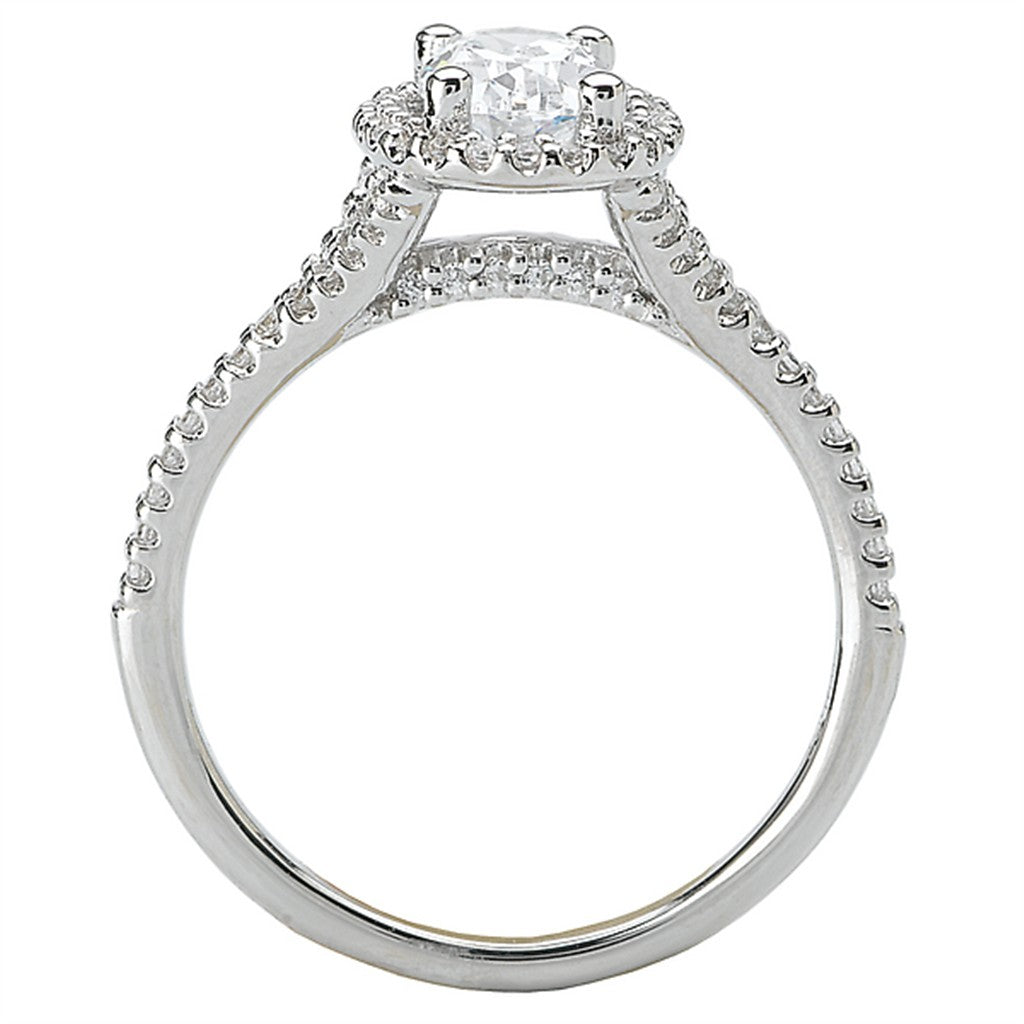 Halo Style Diamond Engagement Ring Sterling Silver White 
(Center Stone Not Included)