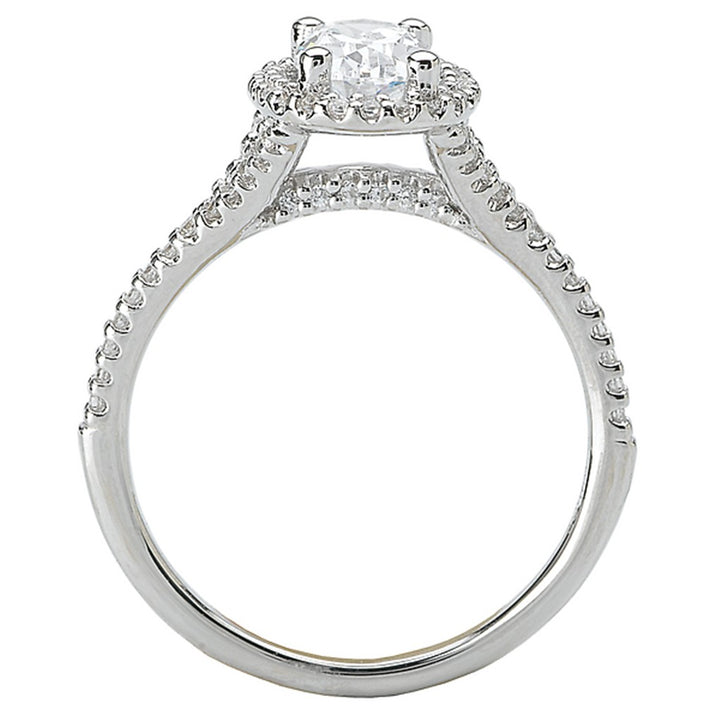 Halo Style Diamond Engagement Ring Sterling Silver White 
(Center Stone Not Included)