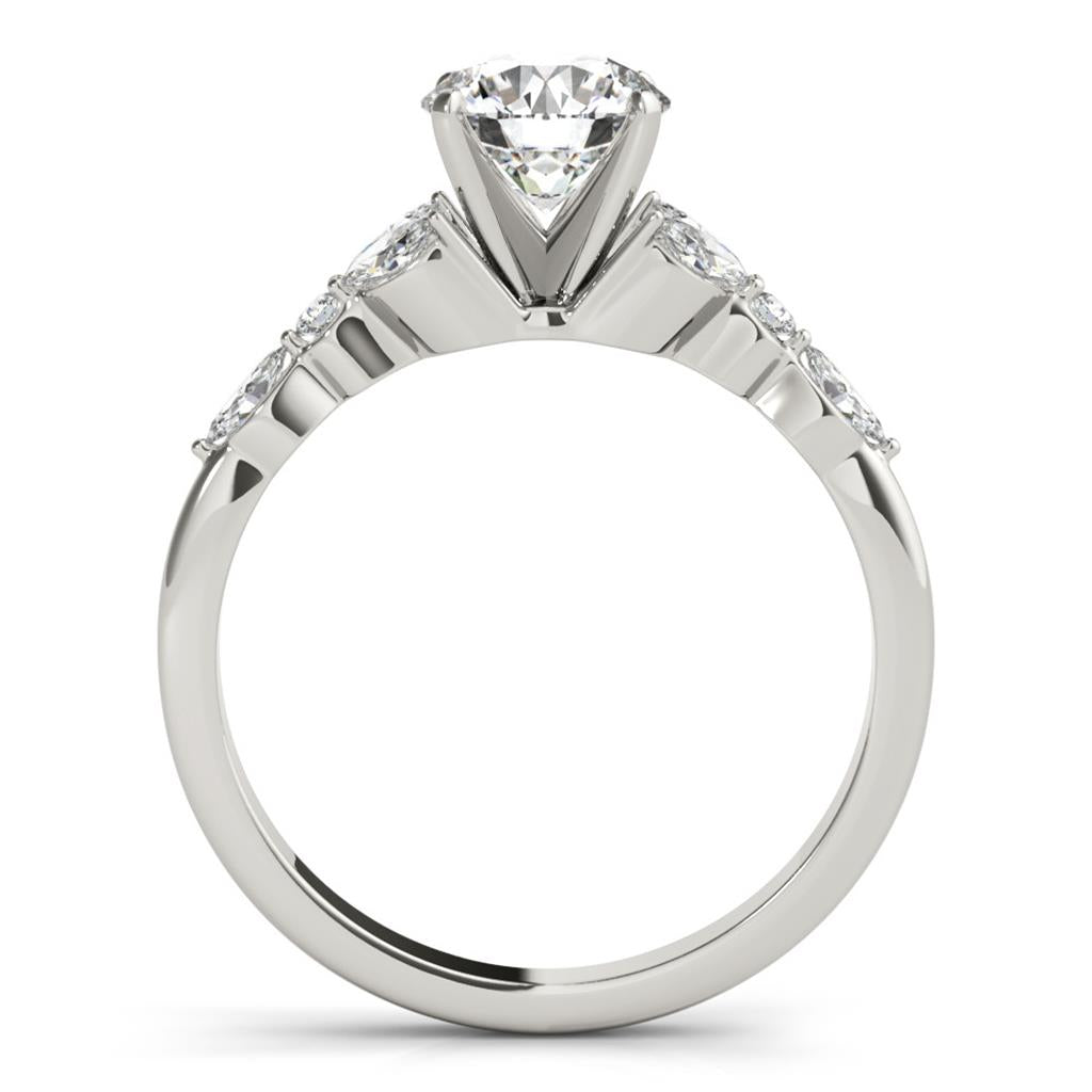 Contemporary Style Diamond Engagement Ring 14 Karat Gold White 
(Center Stone Not Included)