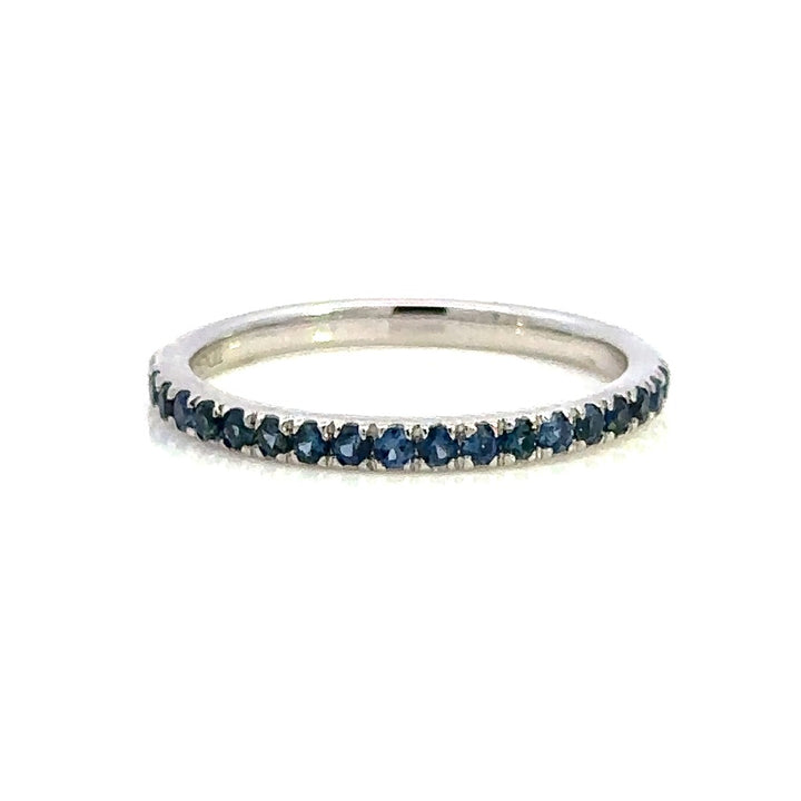 1/2 Anniversary Style Colored Stone Wedding Band 14 Karat Gold White with Sapphires size 6