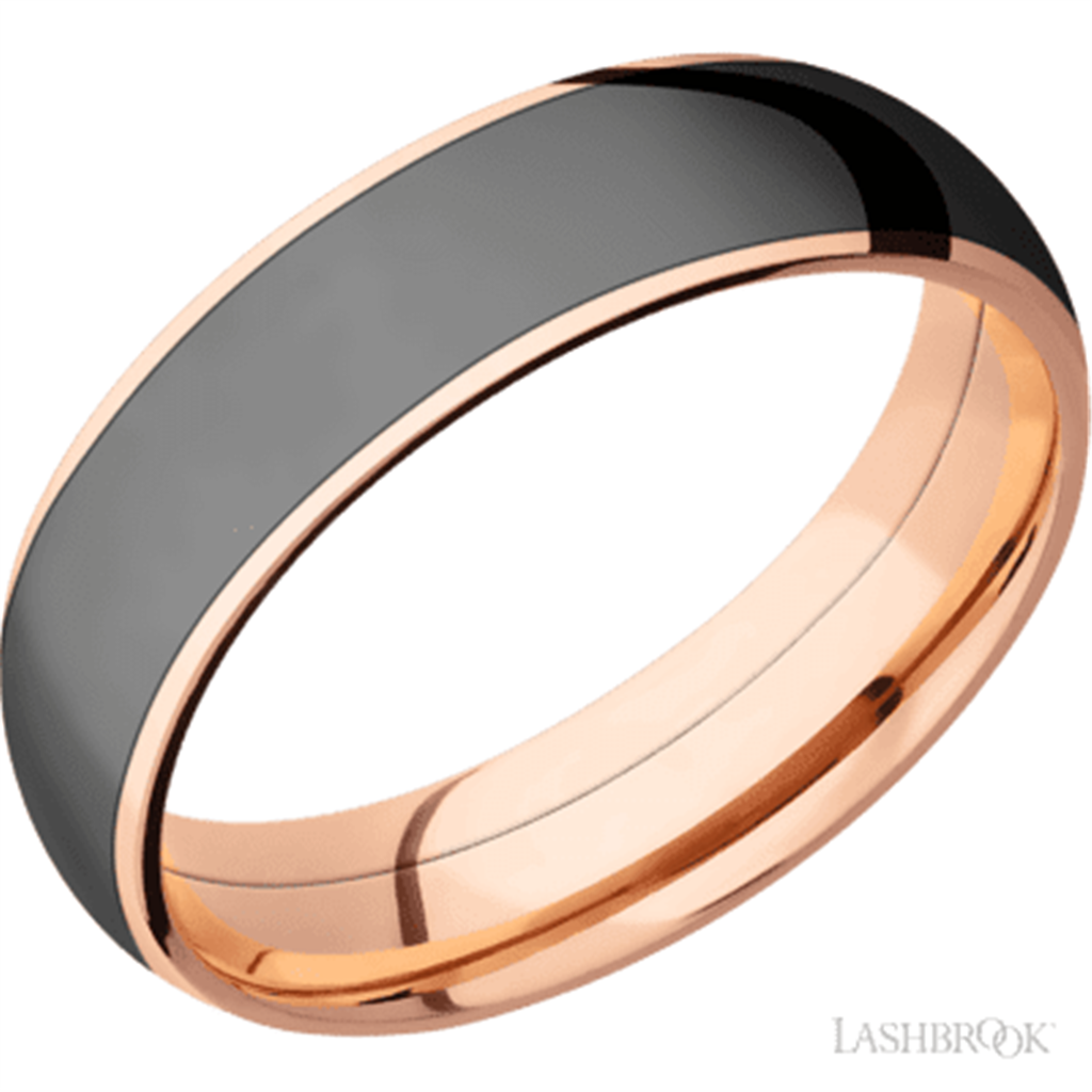 Straight Inlay Style Wedding Band 14 KT Rose 6mm wide size 10