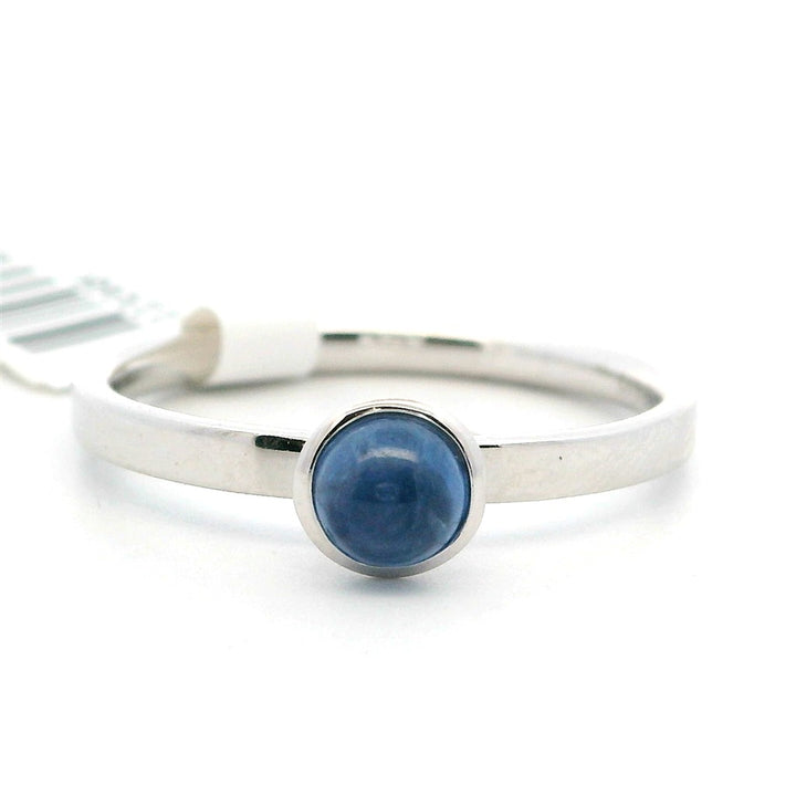 Solitare Style Colored Stone Ring 14 Karat Silver with Sapphire size 7
