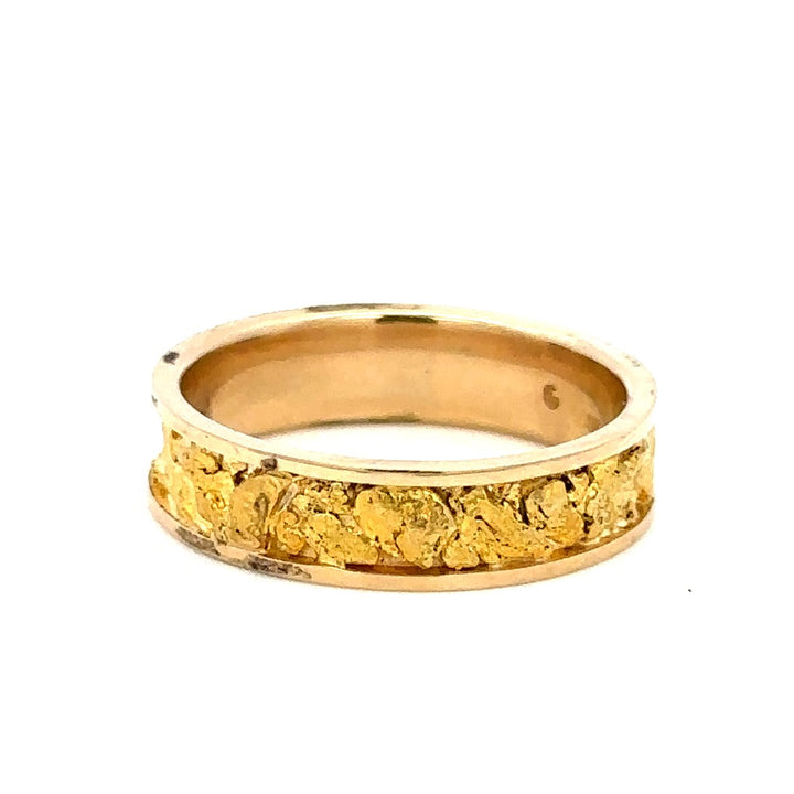 6mm Wide Straight Channel Style Mens Gold Nugget Wedding Band 14 Karat Gold Yellow size 11.25