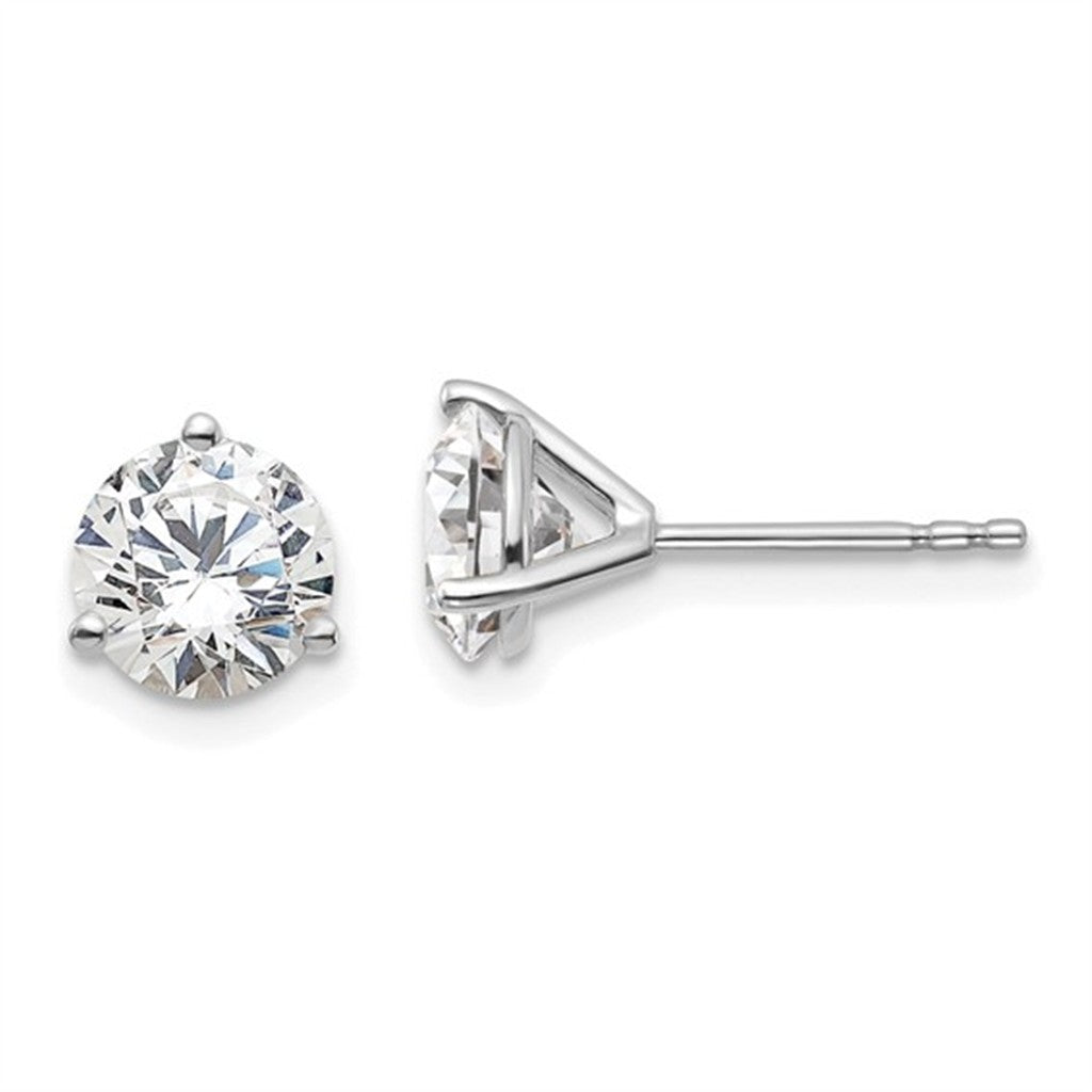 Lab Diamonds Single Stone Studs Earrings 14 Karat White 1.50 Carat Total Weight