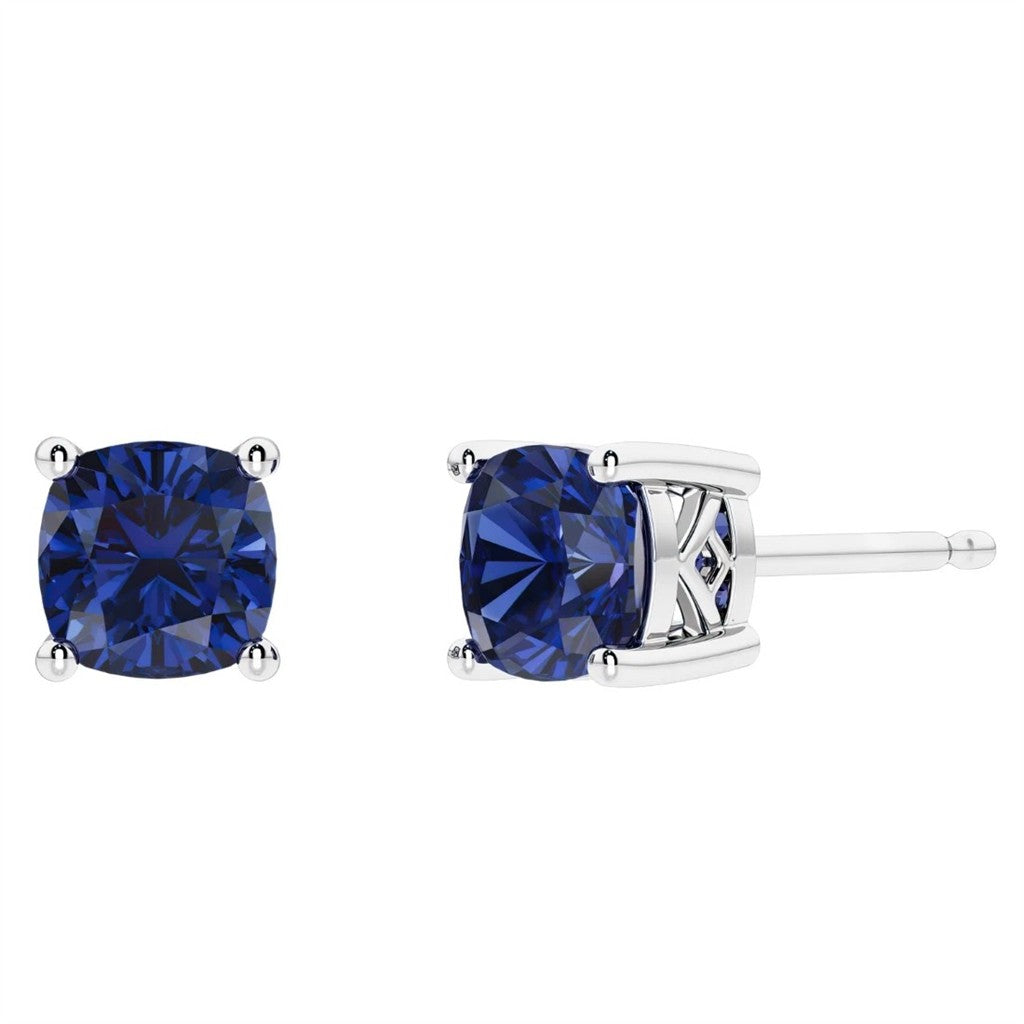 Sterling Silver Post Earrings With Colored Stone