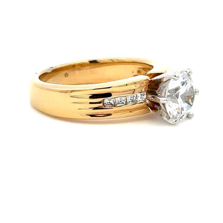 Tiffany Style Diamond Engagement RingAlloy Yellow