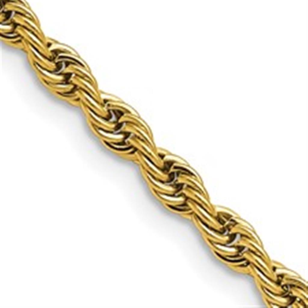 Yellow Stainless Steel 4 MM Rope Chain 22" Long