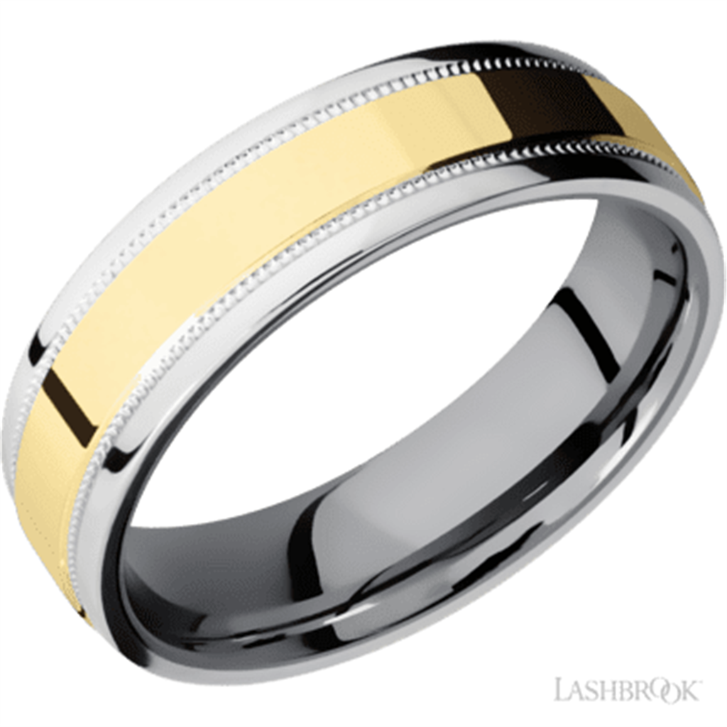 Silver & Gold Cobalt Chrome Alternative Metal Ring 6mm wide Size 10.25