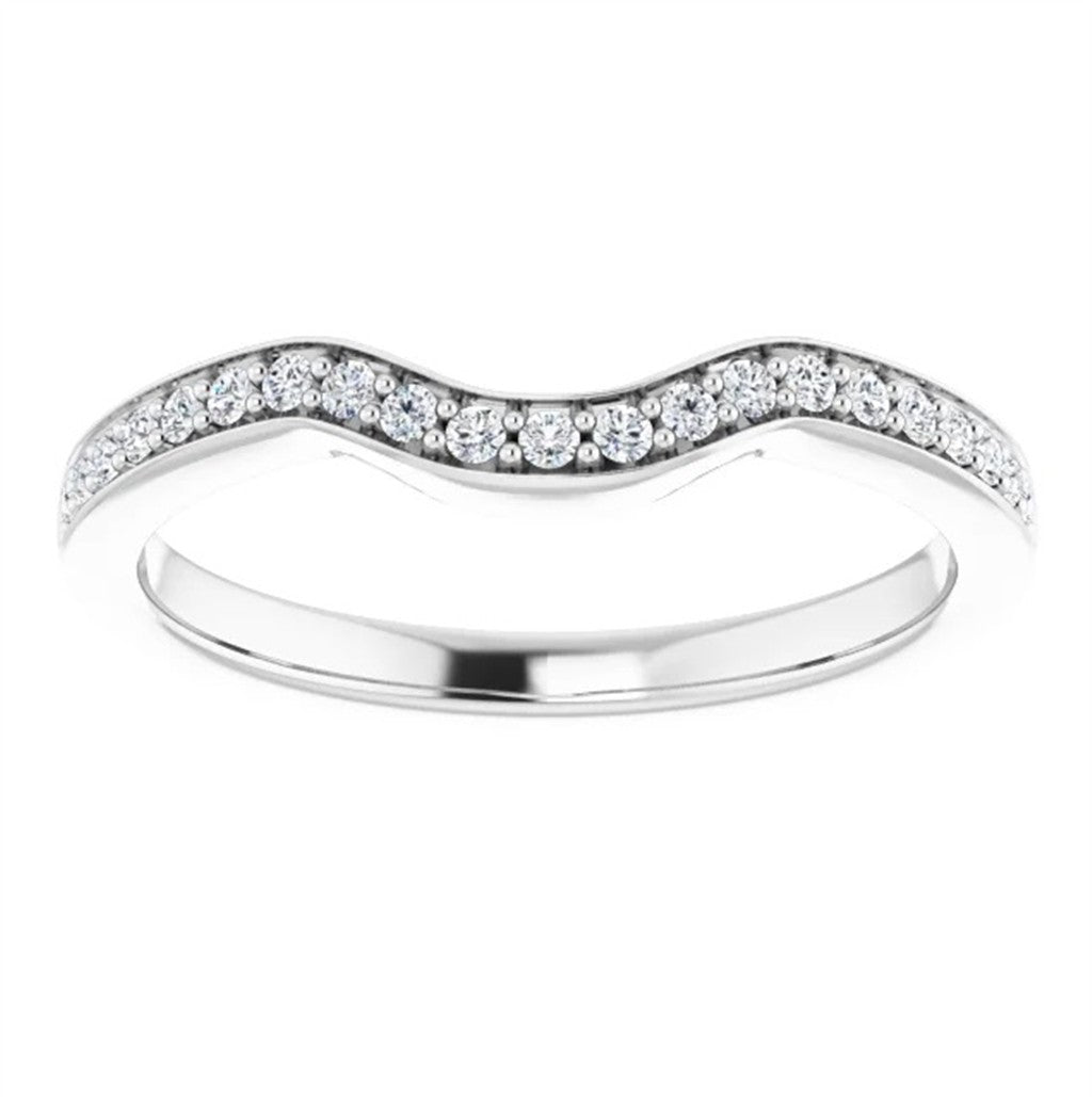Fitted Style Diamond Wedding Band 14 Karat Gold White with Diamonds size 7