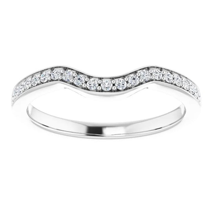 Fitted Style Diamond Wedding Band 14 Karat Gold White with Diamonds size 7