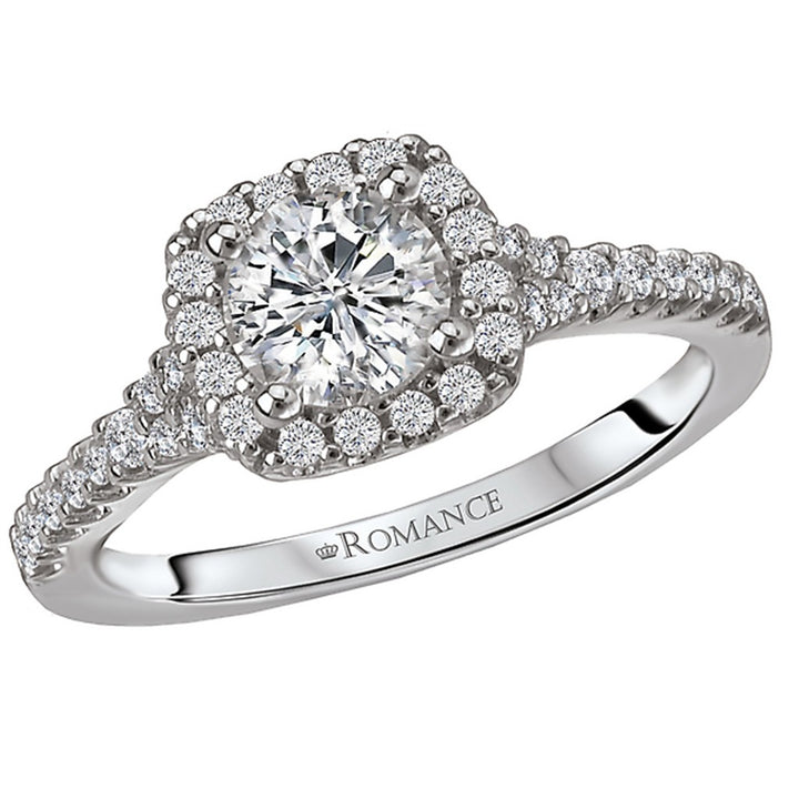 Halo Style Diamond Engagement Ring Sterling Silver White 
(Center Stone Not Included)