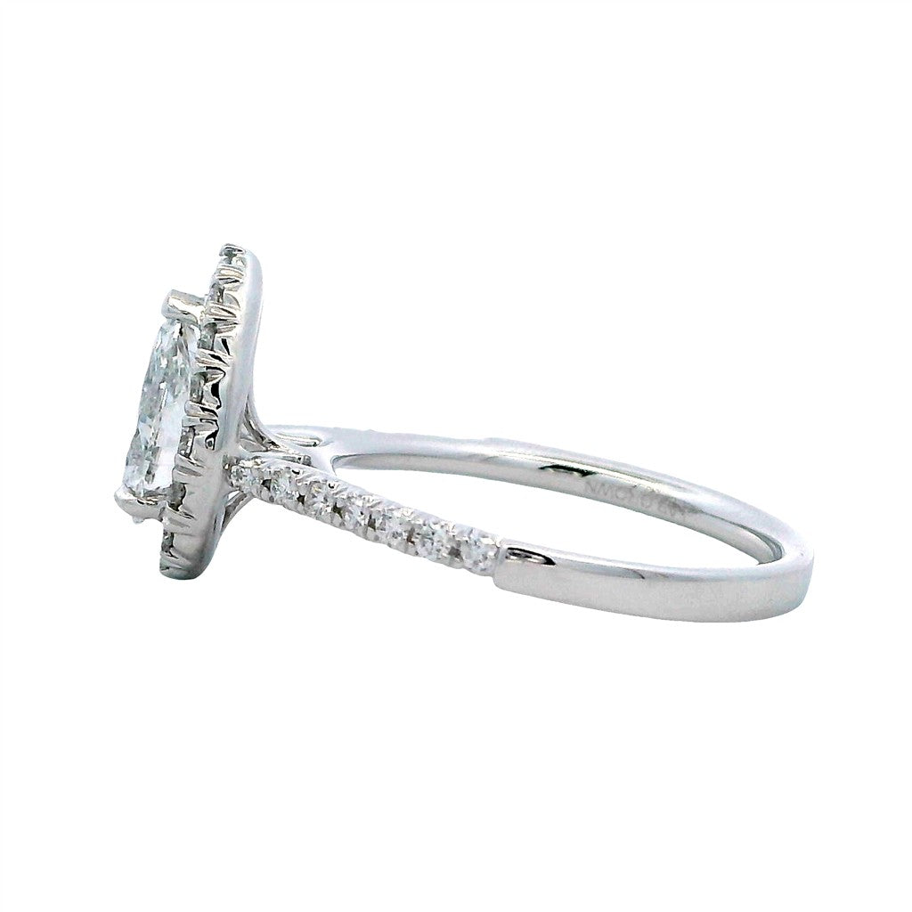Lab Diamond Halo Lab Diamond Engagent Ring 14 Karat White 0.98 Carat Total Weight