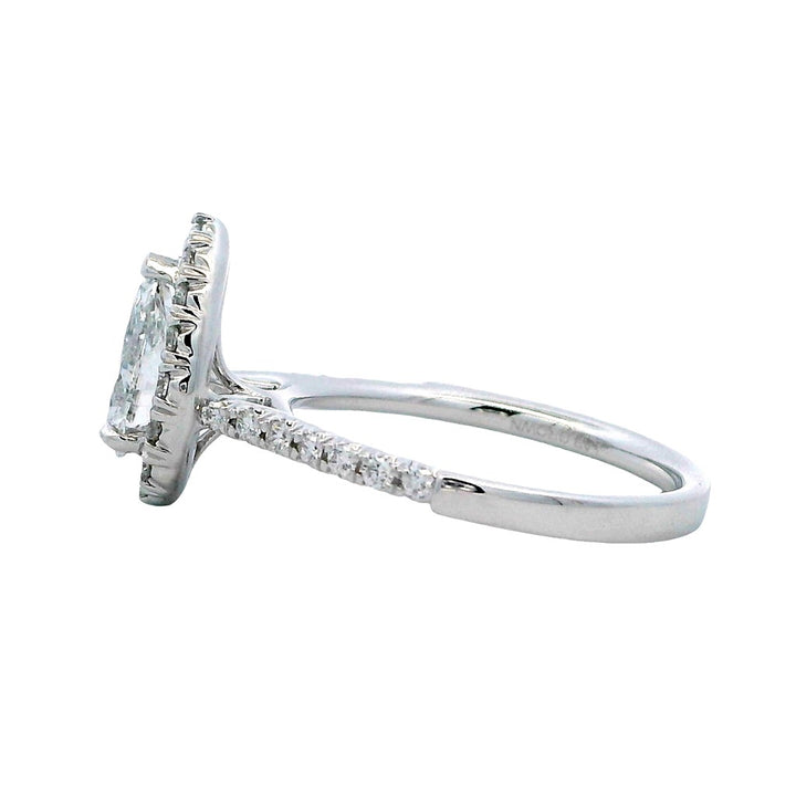 Lab Diamond Halo Lab Diamond Engagent Ring 14 Karat White 0.98 Carat Total Weight