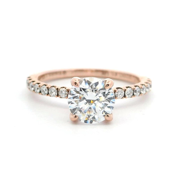 Solitare Accent Style Lab Diamond Engagent Ring 14 Karat Gold Rose 
(Center Stone Not Included)