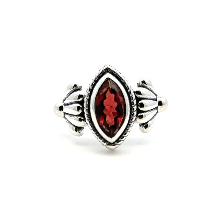 Antique Style Rings Silver with Stones Sterling Silver White with Garnet Mozambique size 7