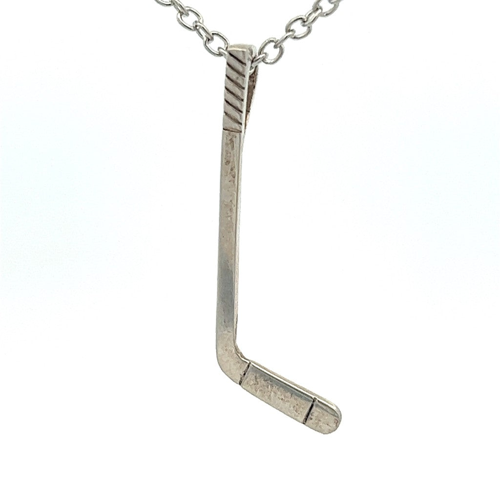 Drop Style Hockey Stick Pendant/ Charm Sterling Silver