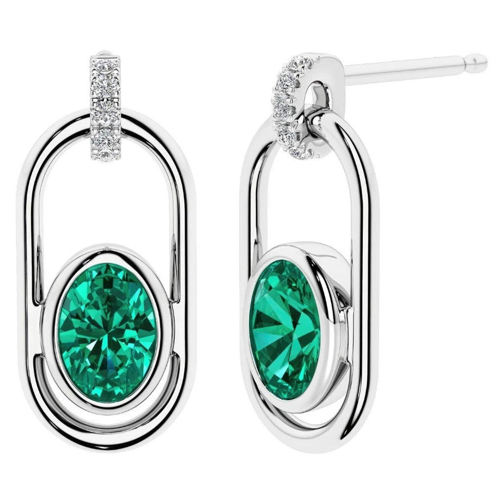 Dangle Earrings Silver Colored Stones