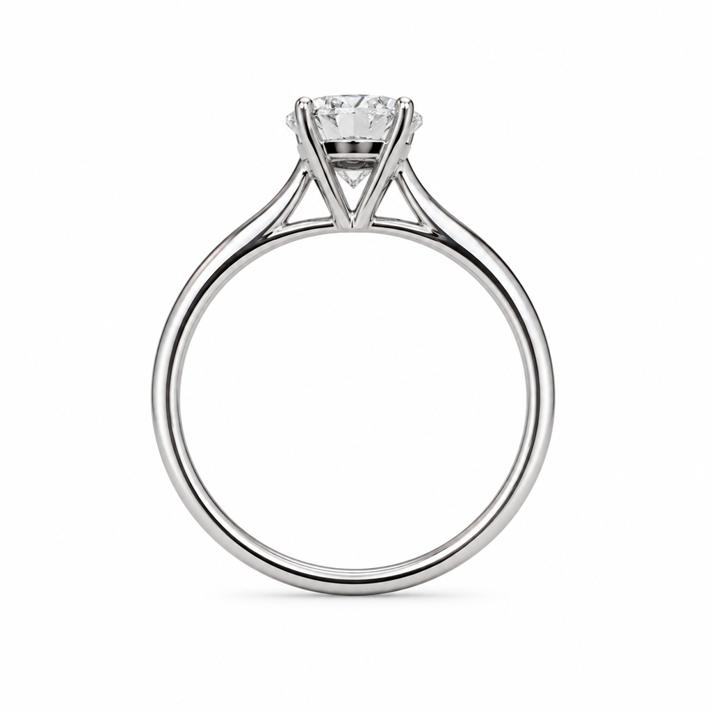 Solitaire 1.00 CT Round Engagement Ring 14 Karat White Gold