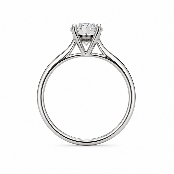 Solitaire 1.00 CT Round Engagement Ring 14 Karat White Gold