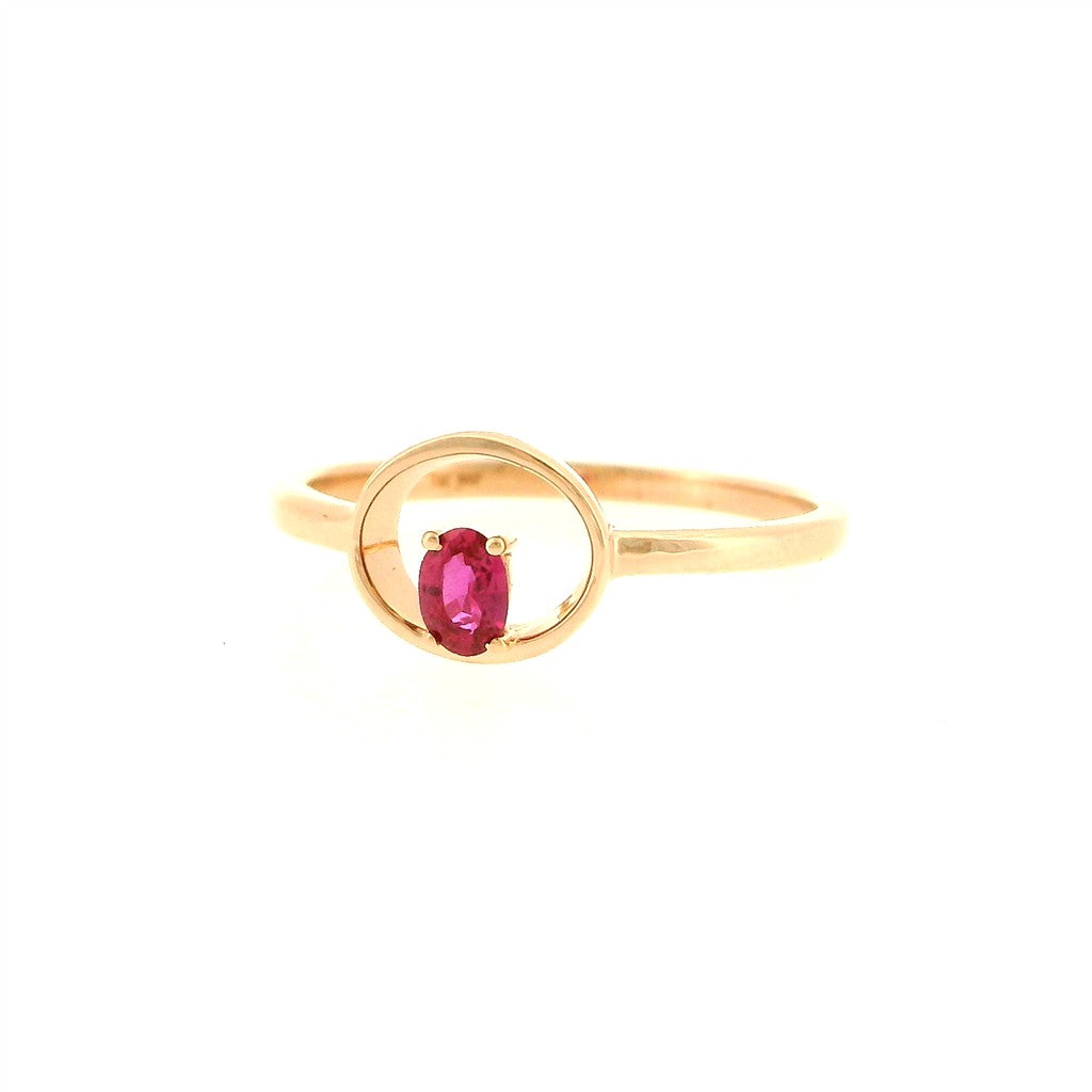 Promise Style Colored Stone Ring 14 Karat Rose with Ruby & Diamonds Accent size 7.25
