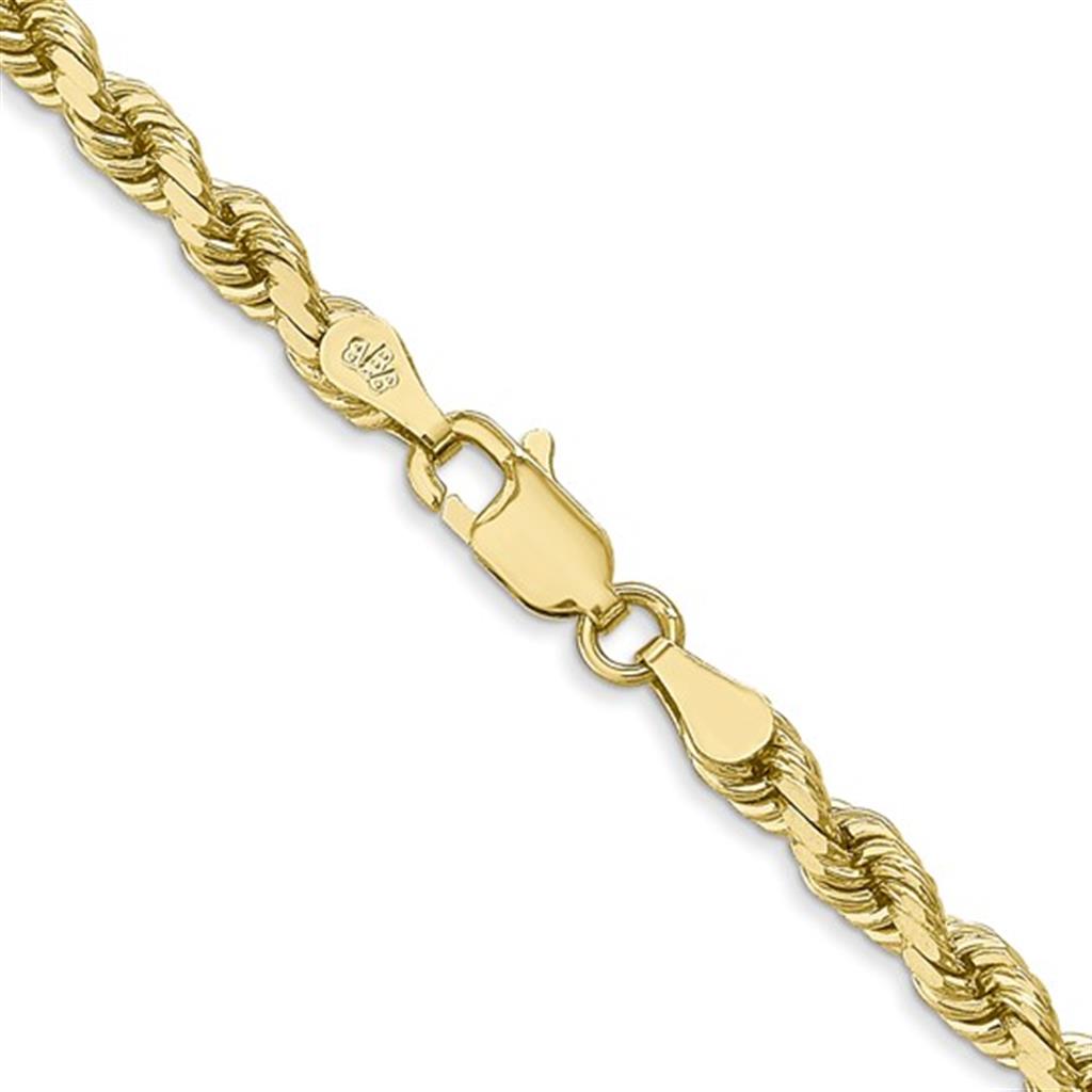 Rope Link Chain 10 Karat Gold Yellow 4 MM Wide 24' In Length