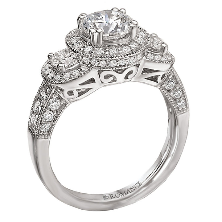 Halo Style Diamond Engagement Ring Sterling Silver White 
(Center Stone Not Included)